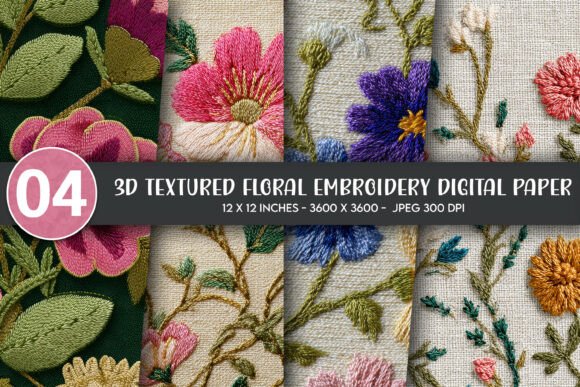 3D Textured Floral Embroidery for Sweatshirts