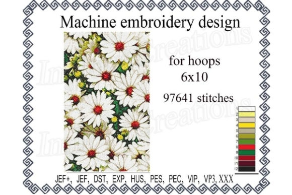 Chamomile Flowers Photo Stitch: A Delicate Embroidery Design