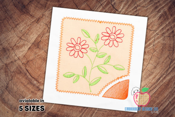 Charming Flowers Blooming on Plant Applique