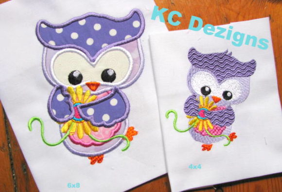 Charming Spring Owl with Yellow Flowers Applique
