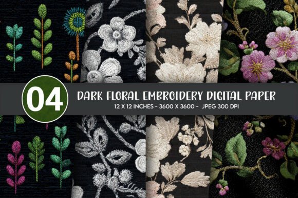 Dark Floral Embroidery for Business Use