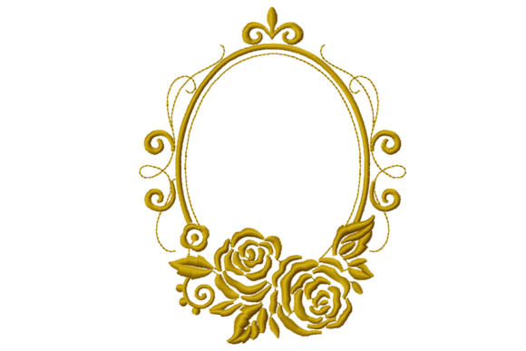 Elegant Floral Frame with Embroidered Rose