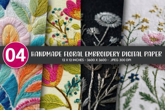 Handmade Floral Embroidery for Apparel