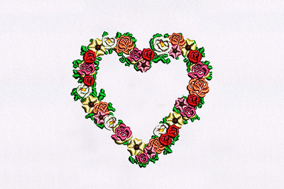 Heart Shape Flowers: A Premium Embroidery Design