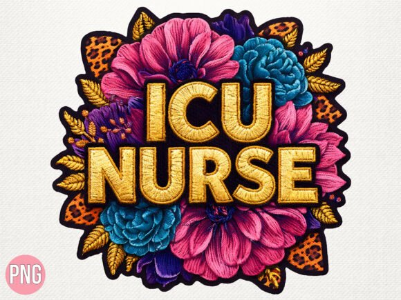 ICU Nurse Floral Cheetah PNG: A Unique Embroidery Design