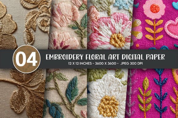 Review: Embroidery Floral Art Digital Paper
