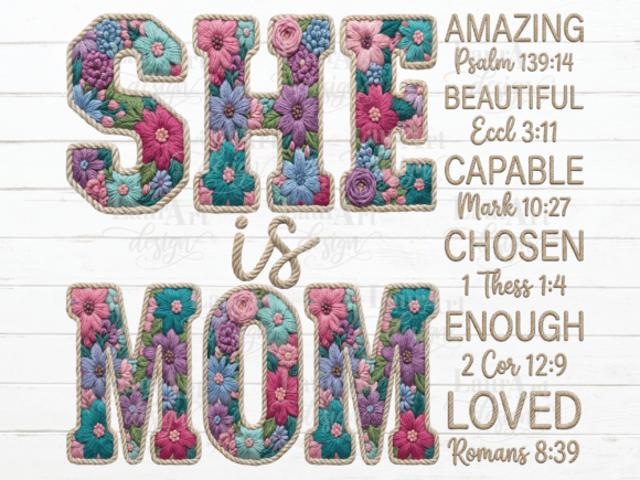 SHE is MOM Floral Embroidery: A Perfect Mothers Day Gift